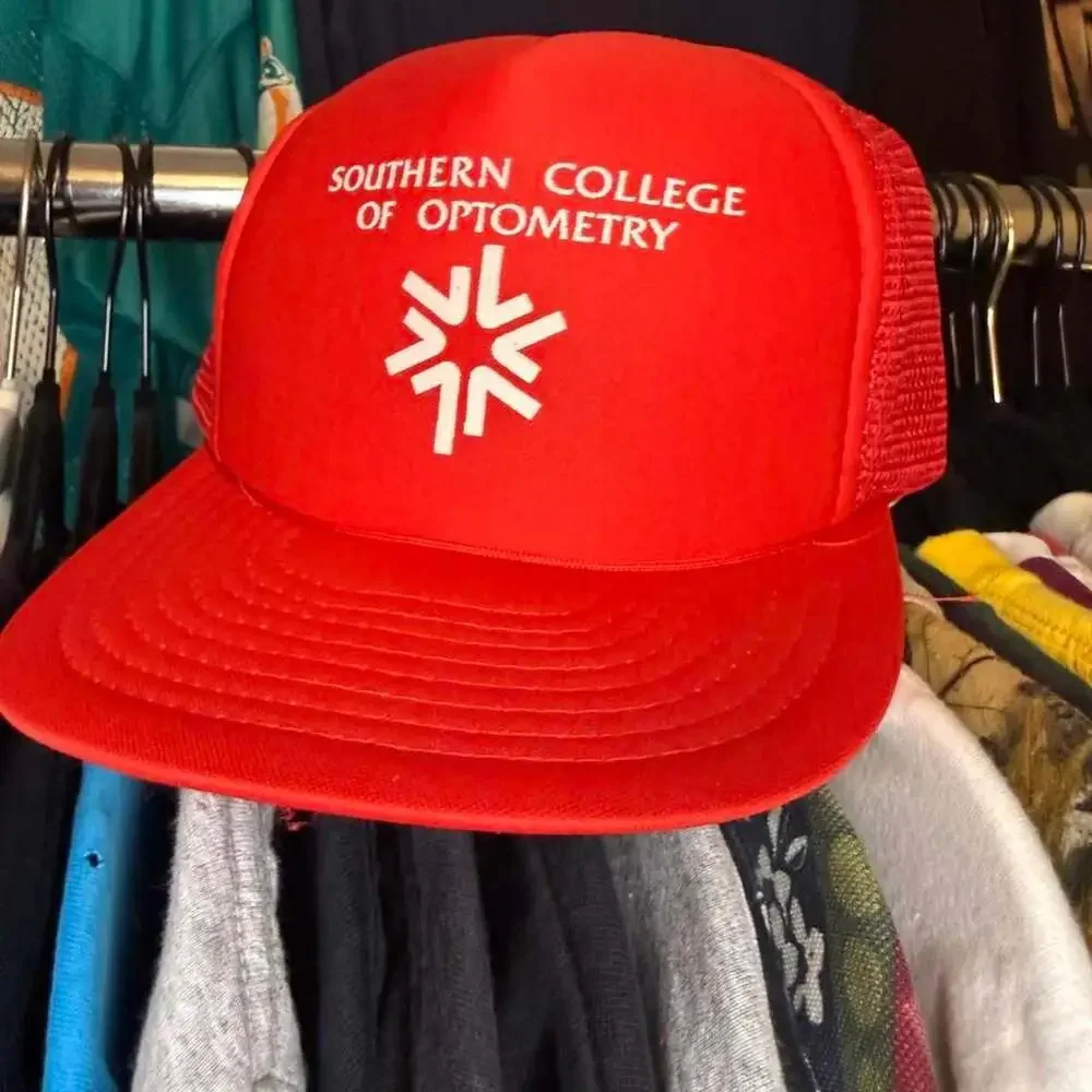 Vintage Southern College of Optometry Trucker Hat Red Snapback